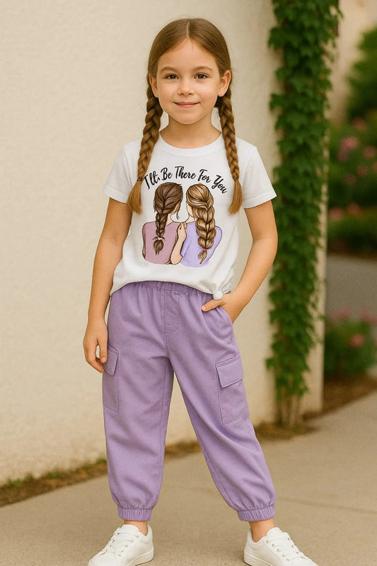 Lavender Modern Fancy Girls T-shirt & Pant Set
