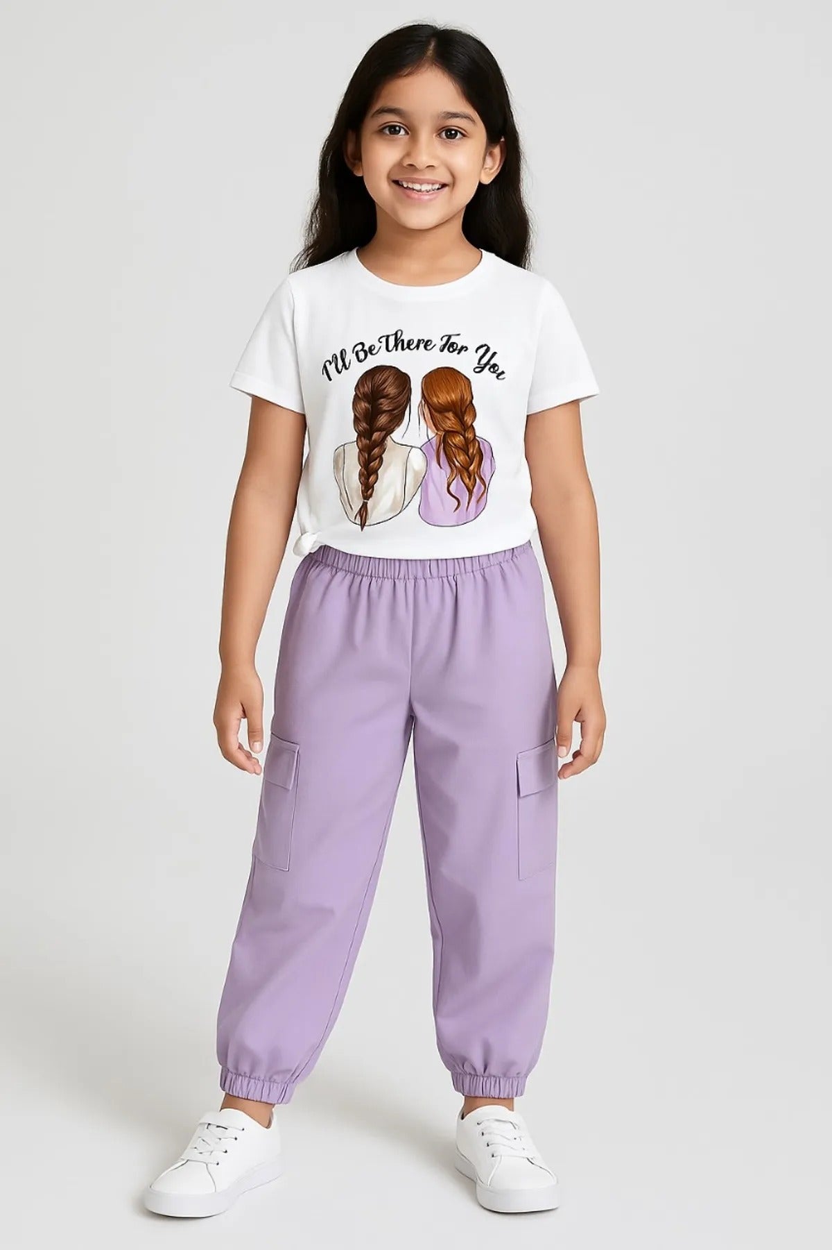 Lavender Modern Fancy Girls T-shirt & Pant Set